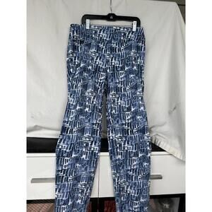 Lisette Montreal Sz 10 Pull On Pants Blue Abstract Geometric Pants Resort Chic